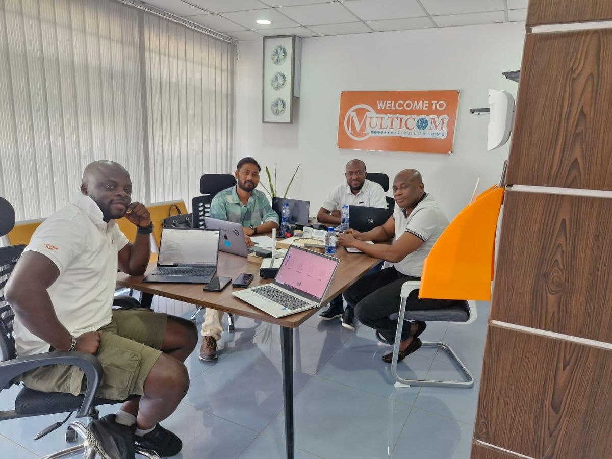The Multicom engineering team at work in Accra